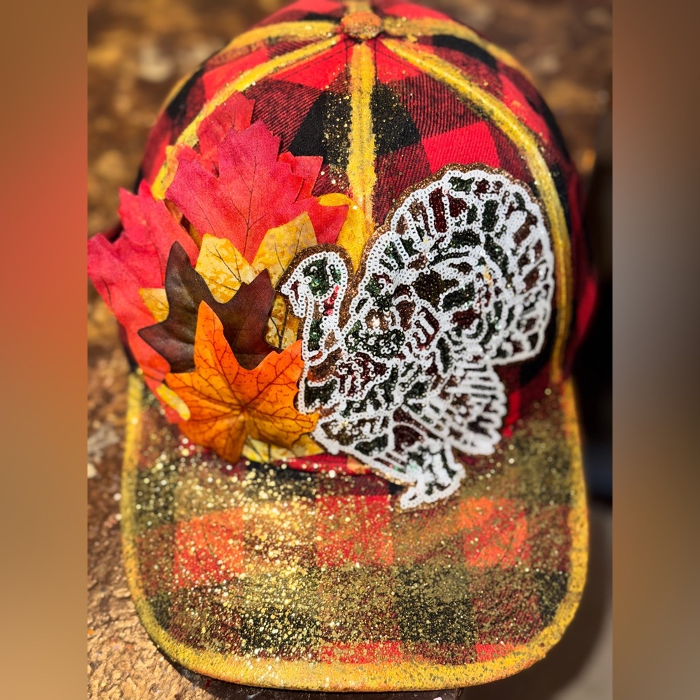 Gold Glitter Plaid Turkey Trucker